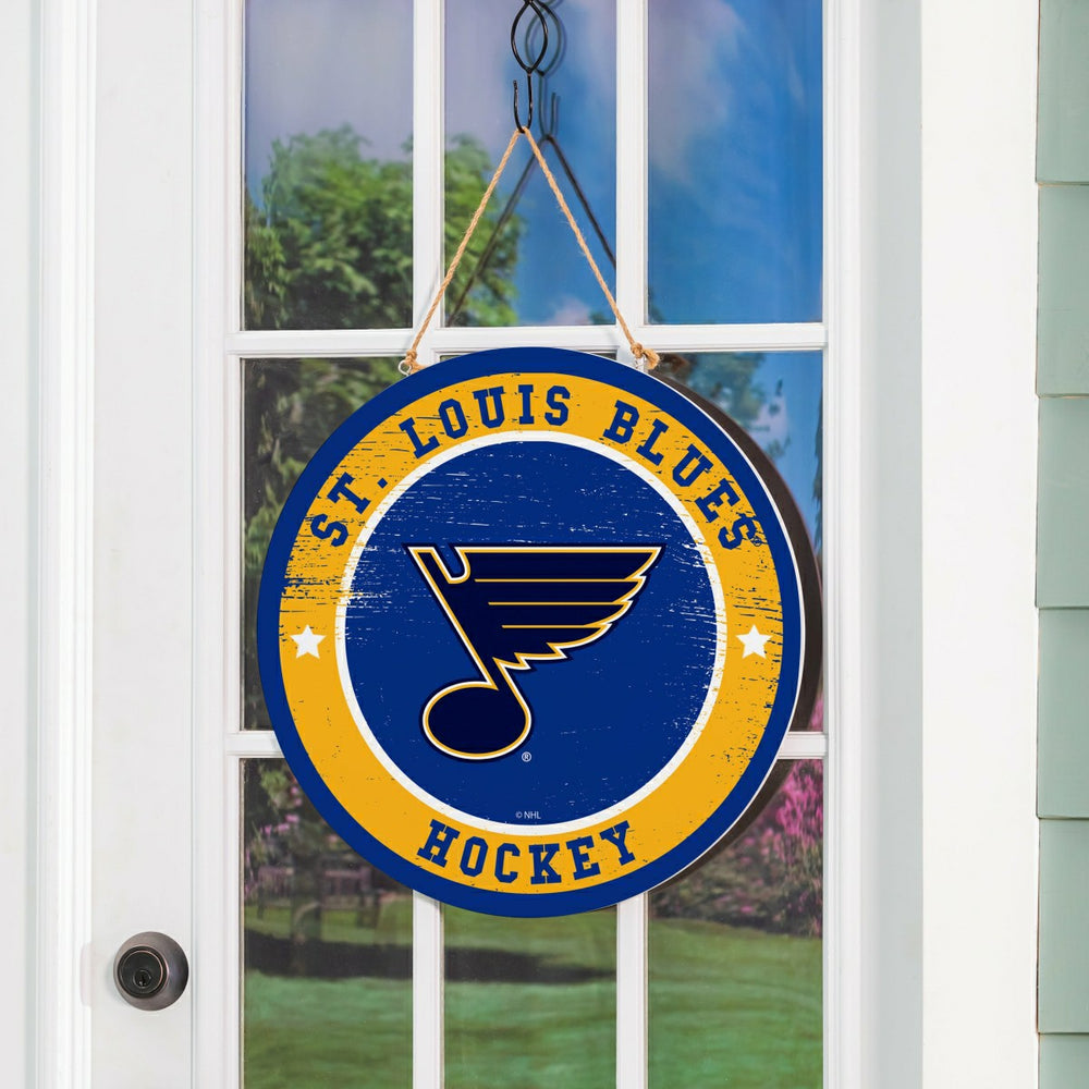 St Louis Blues Round Door Décor with Hanging Rope, 18x18 - NHL Home