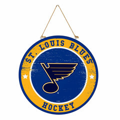 St Louis Blues Round Door Décor with Hanging Rope, 18x18 - NHL Home