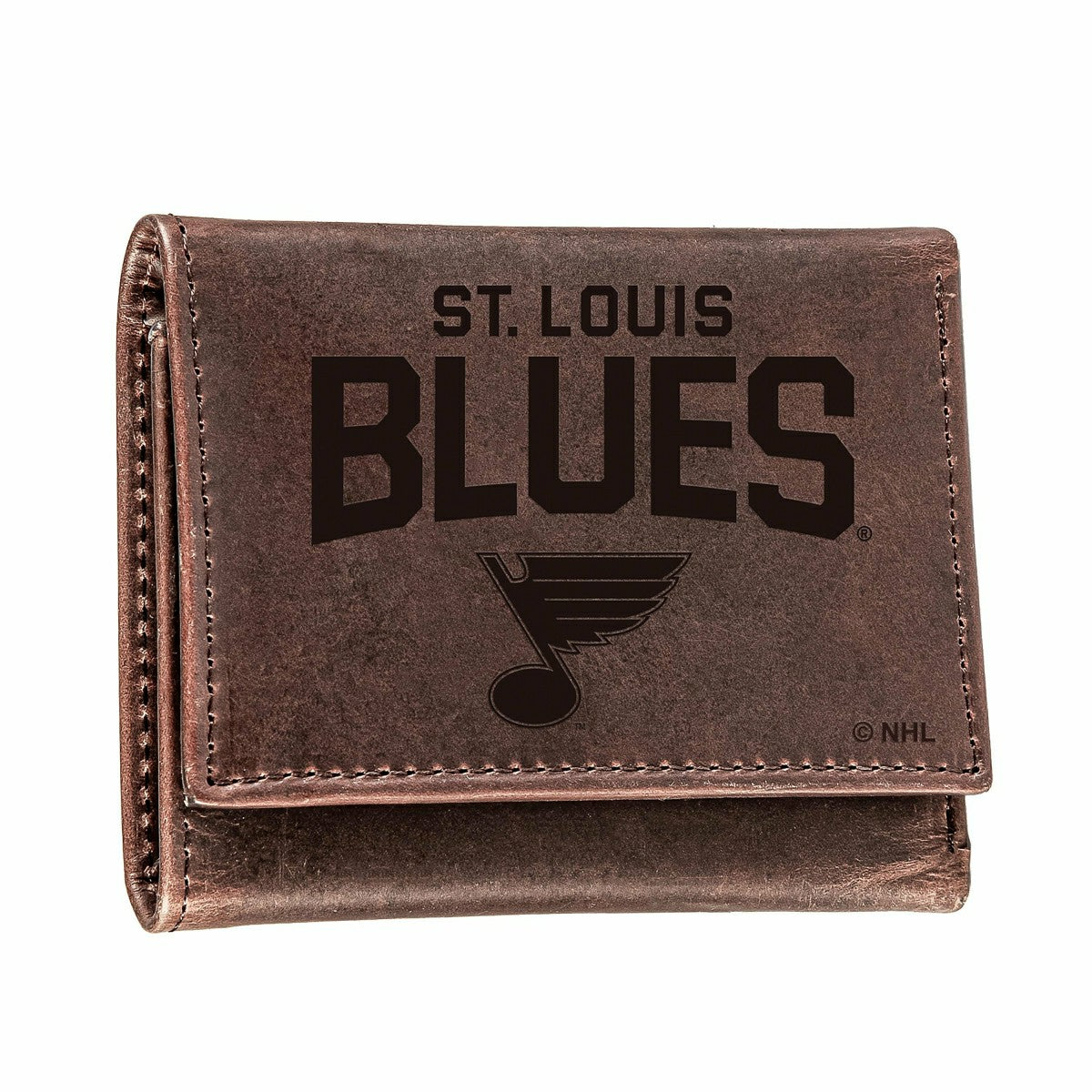 St Louis Blues, Tri-Fold Wallet, Brown, CH, 100% Genuine Leather - NHL Home