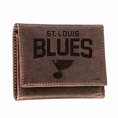 St Louis Blues, Tri-Fold Wallet, Brown, CH, 100% Genuine Leather - NHL Home