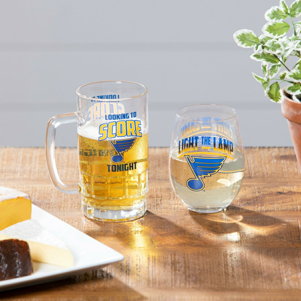 Stemless 17OZ Glass & Tankard 16OZ Gift Set, St Louis Blues - NHL Home