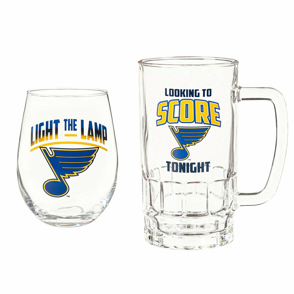 Stemless 17OZ Glass & Tankard 16OZ Gift Set, St Louis Blues - NHL Home