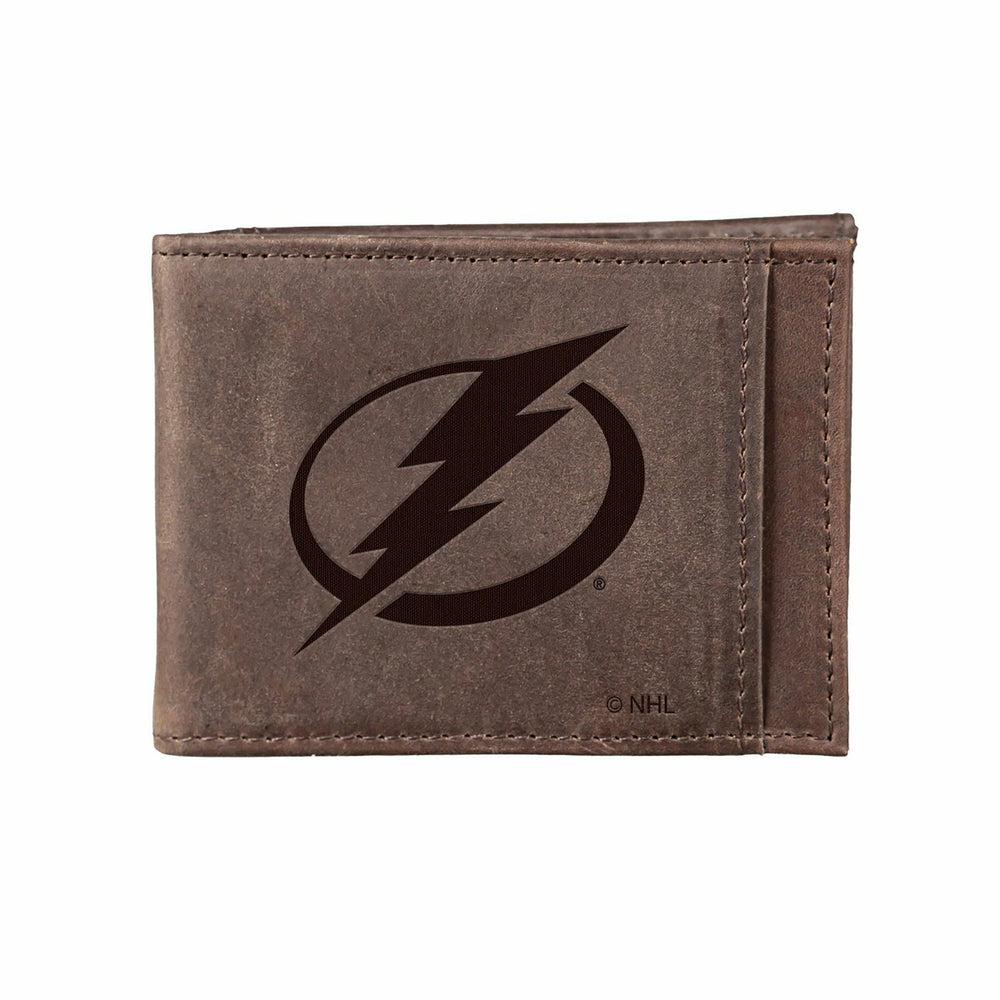Front Pocket Wallet w/ RFID Blocking, Tampa Bay Lightning, Brown - NHL Home