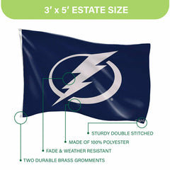 Tampa Bay Lightning Single Sided Flag with 2 Grommets, 3'x5' - NHL Home