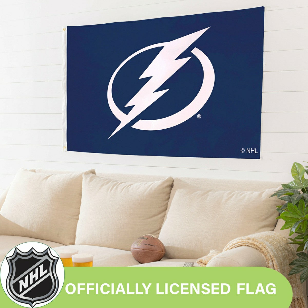 Tampa Bay Lightning Single Sided Flag with 2 Grommets, 3'x5' - NHL Home