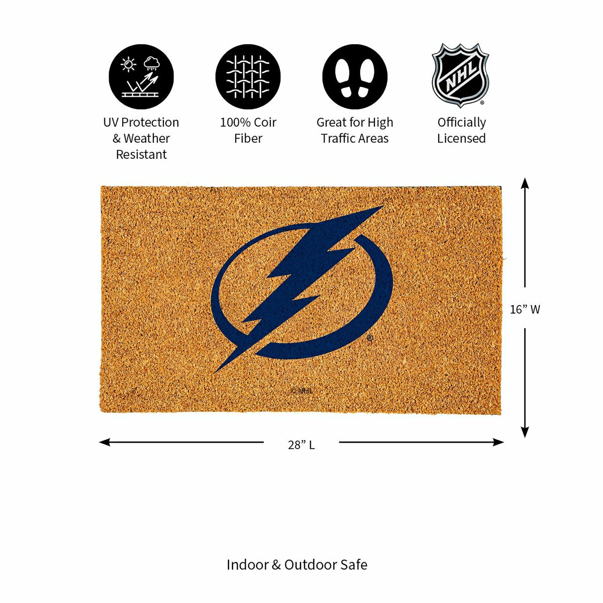 Coir Mat, 16"x28", Tampa Bay Lightning - NHL