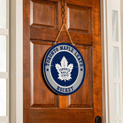 Toronto Maple Leafs Round Door Décor with Hanging Rope, 18x18 - NHL Home