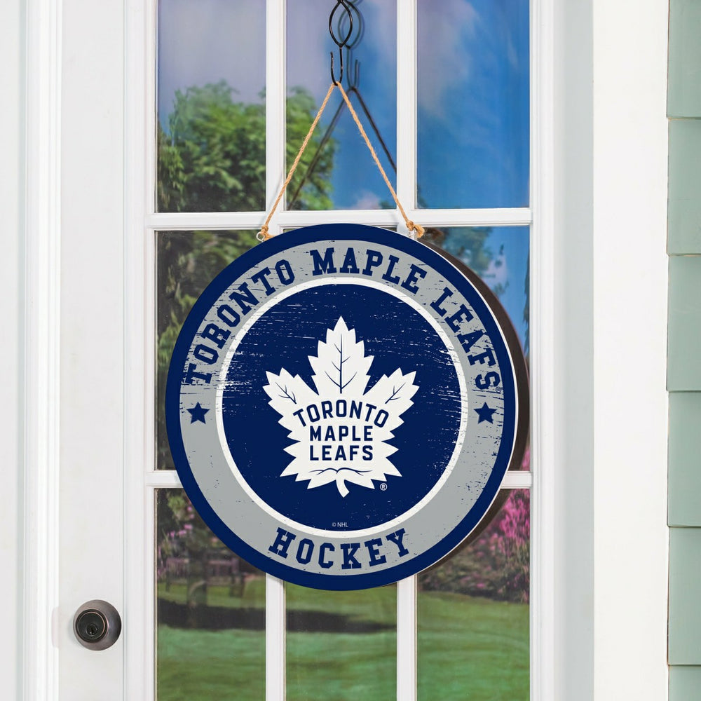 Toronto Maple Leafs Round Door Décor with Hanging Rope, 18x18 - NHL Home