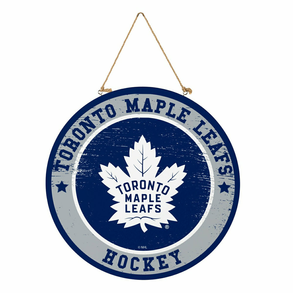 Toronto Maple Leafs Round Door Décor with Hanging Rope, 18x18 - NHL Home