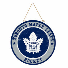 Toronto Maple Leafs Round Door Décor with Hanging Rope, 18x18 - NHL Home