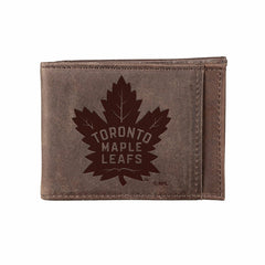 Front Pocket Wallet w/ RFID Blocking, Toronto Maple Leafs, Brown - NHL Home
