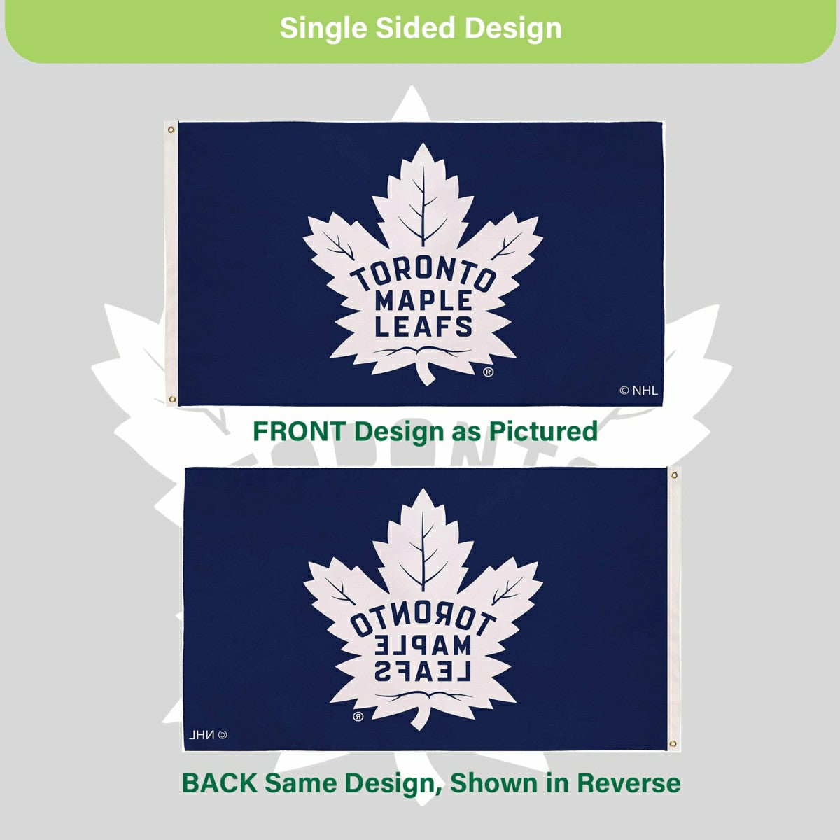 Toronto Maple Leafs Single Sided Flag with 2 Grommets, 3'x5' - NHL Home