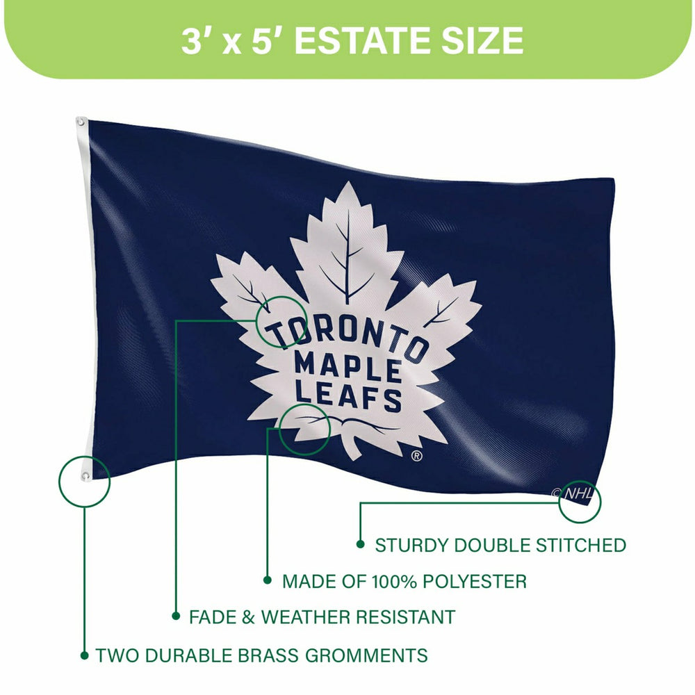 Toronto Maple Leafs Single Sided Flag with 2 Grommets, 3'x5' - NHL Home