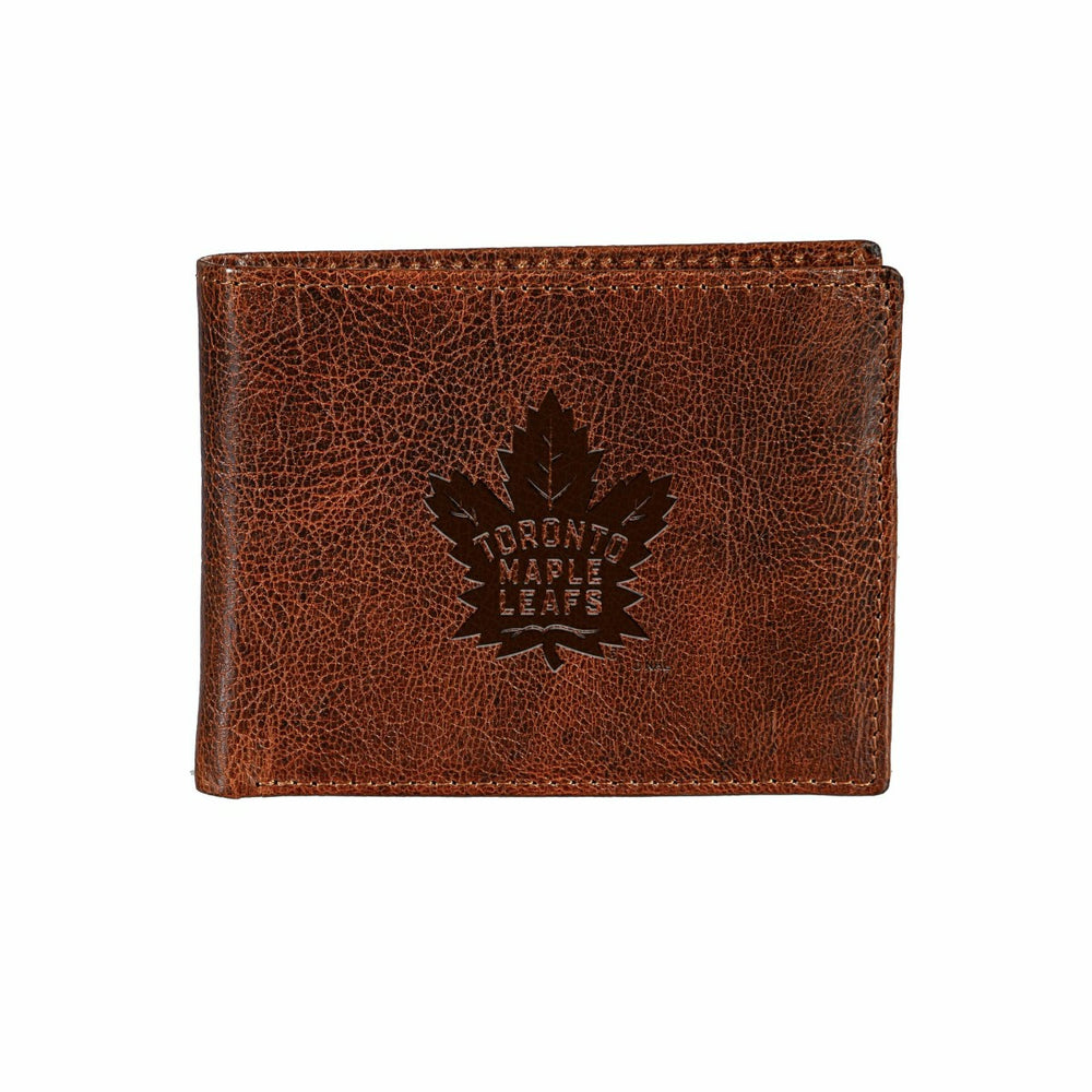 Toronto Maple Leafs, Embossed 100% Genuine Tumbled Leather Passcase Bi - NHL Home