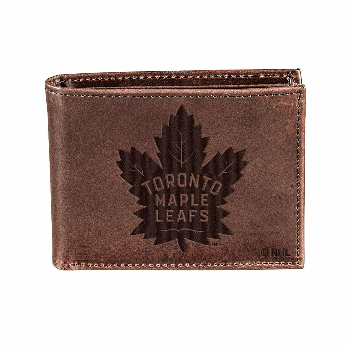 Toronto Maple Leafs, Bi-Fold Wallet, Brown, CH, 100% Genuine Leather - NHL Home