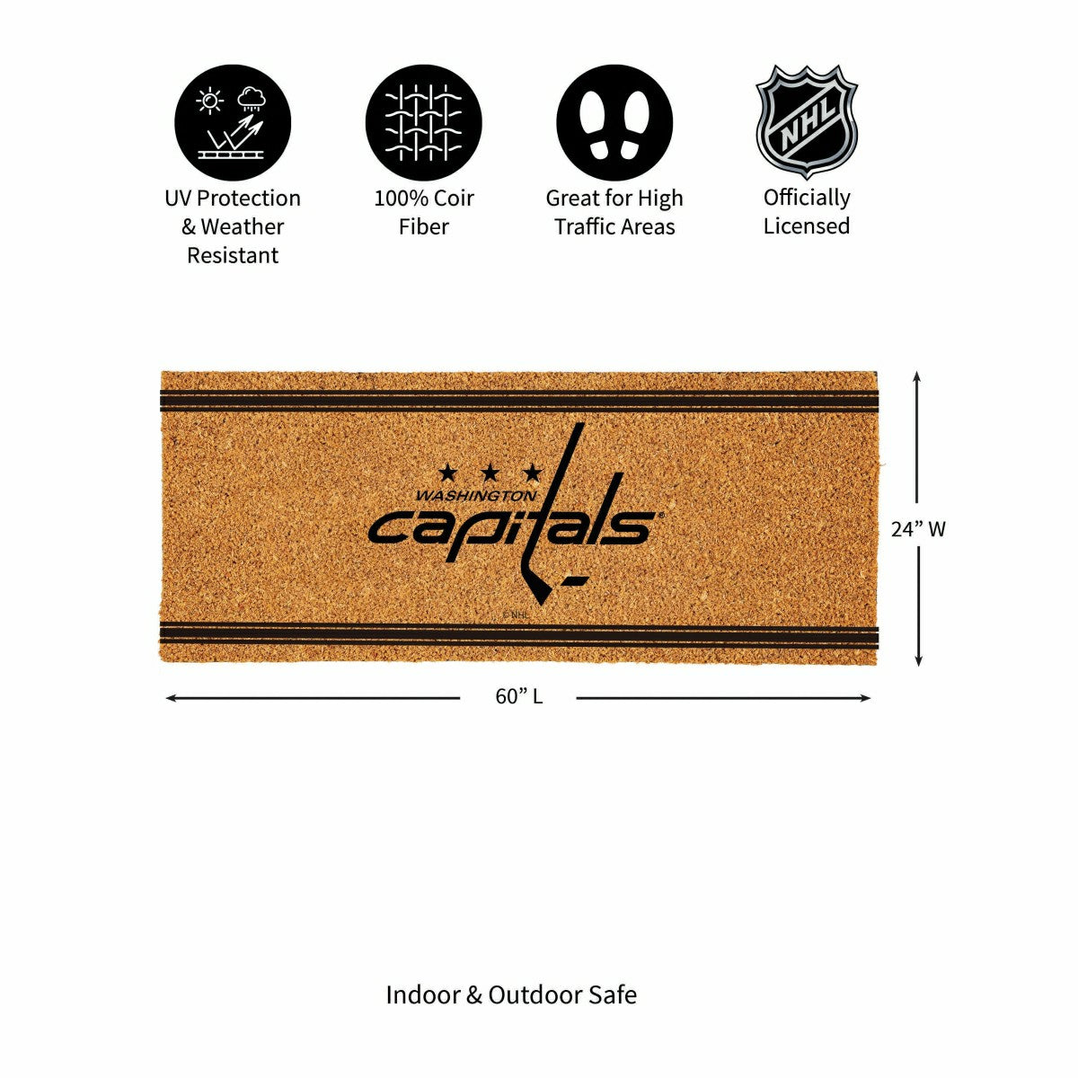 Washington Capitals Extra Large One Color Coir Mat, 60"x24" - NHL