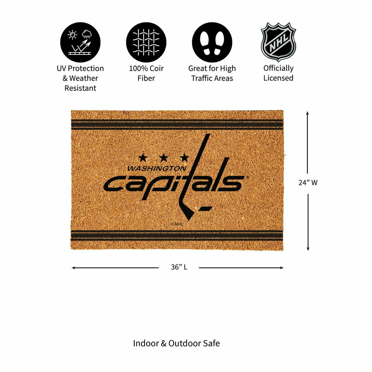 Washington Capitals Large One Color Coir Mat, 36"x24" - NHL