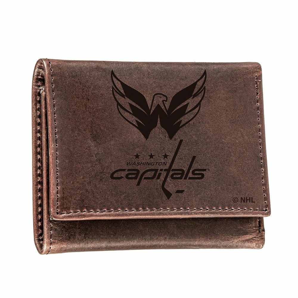 Washington Capitals, Tri-Fold Wallet, Brown, CH, 100% Genuine Leather - NHL Home
