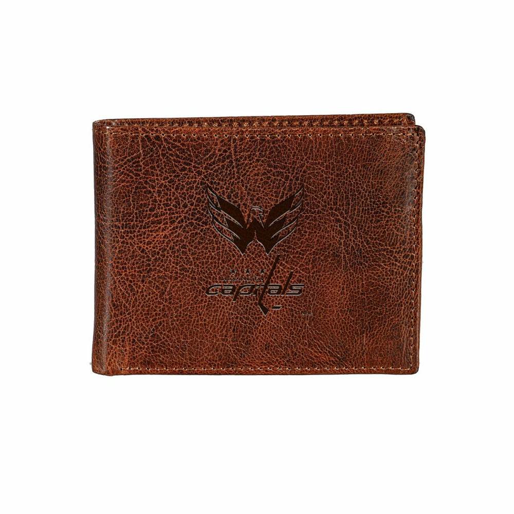 Washington Capitals, Embossed 100% Genuine Tumbled Leather Passcase Bi - NHL Home