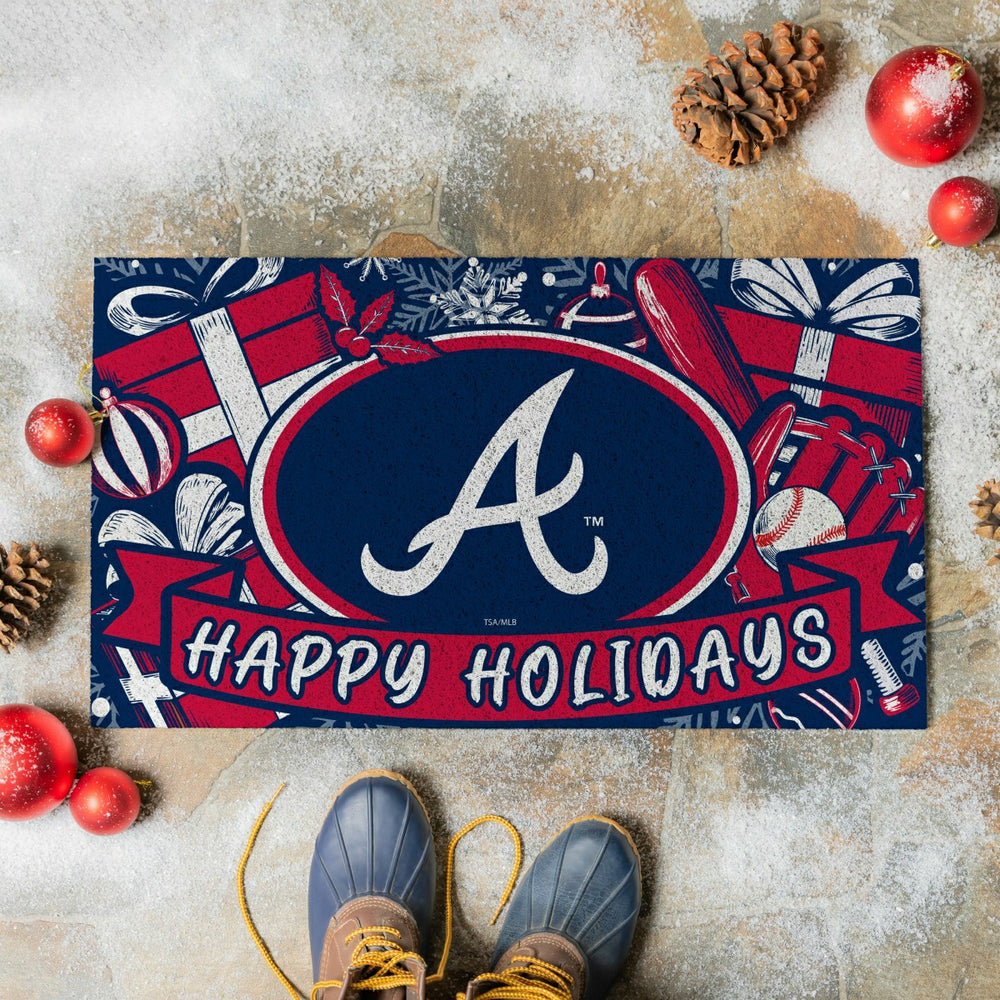 Atlanta Braves Holiday PVC Mat, 28"x16" - MLB