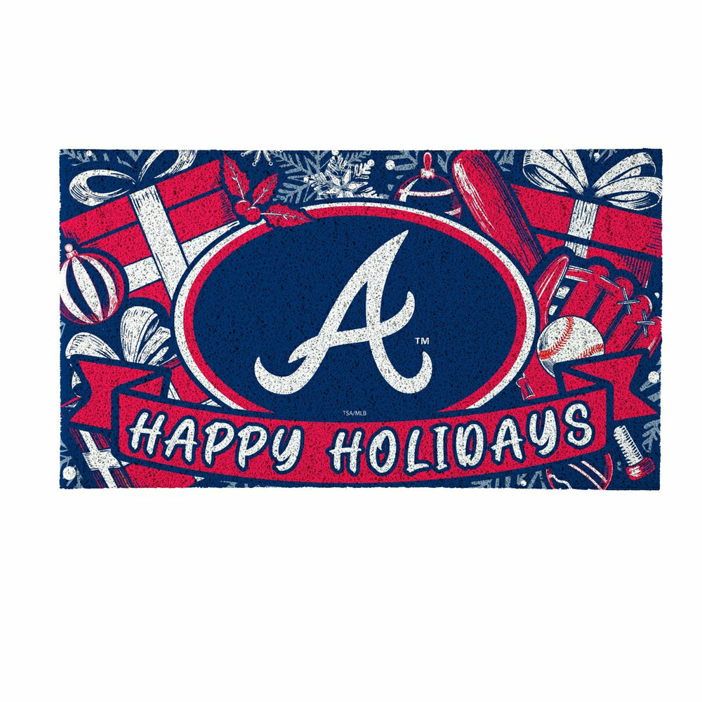 Atlanta Braves Holiday PVC Mat, 28"x16" - MLB