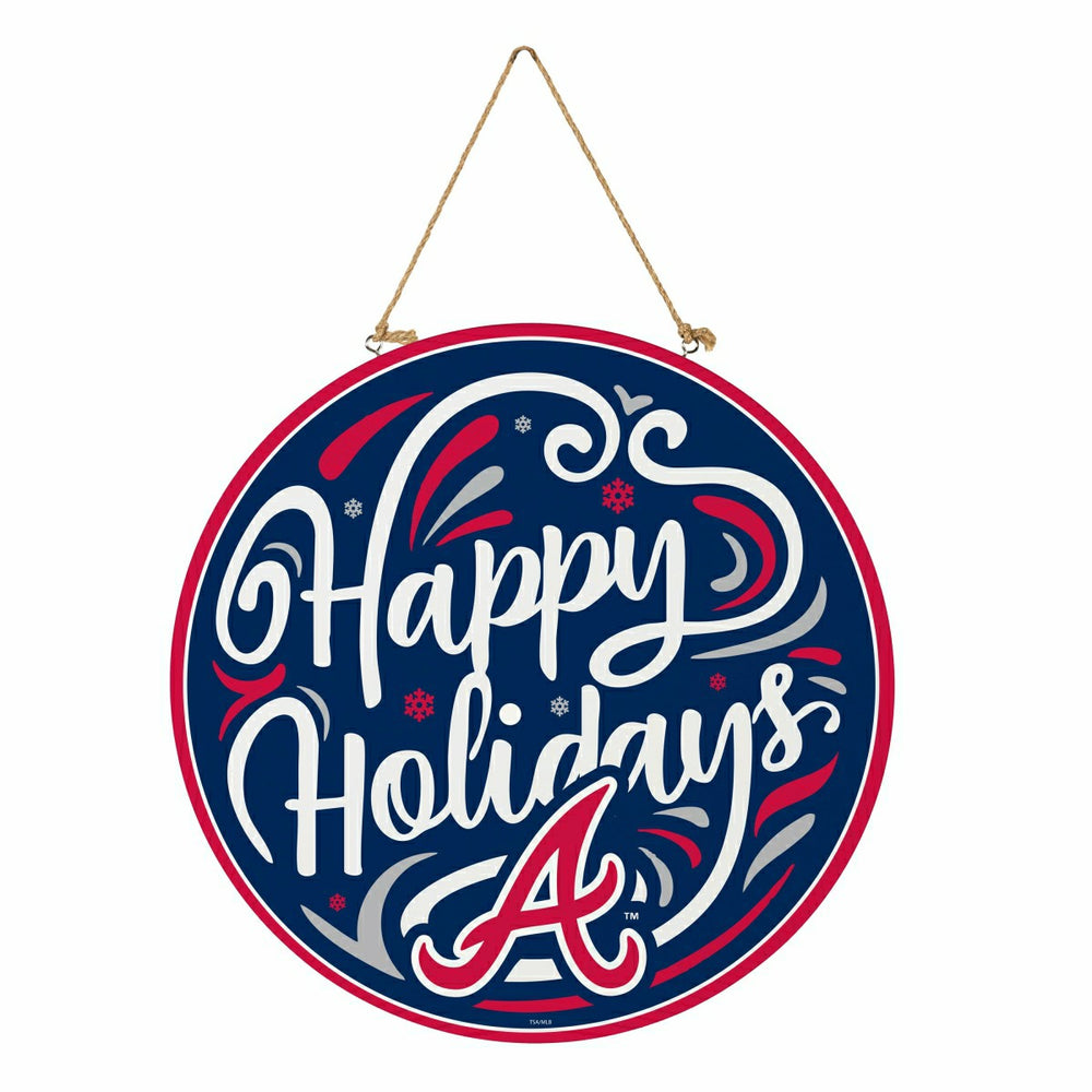 Atlanta Braves Holiday Round Door Décor with Hanging Rope, 18x18 - MLB Home