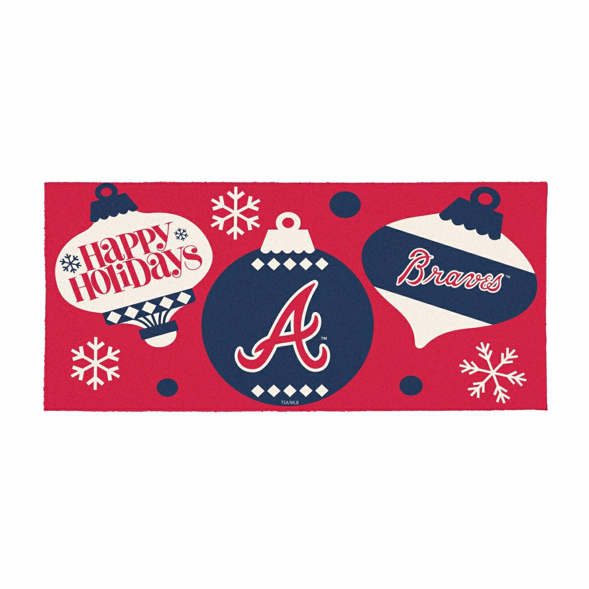 Atlanta Braves Holiday Flocked Coir Sassafras Switch Mat, 22"x10" - MLB