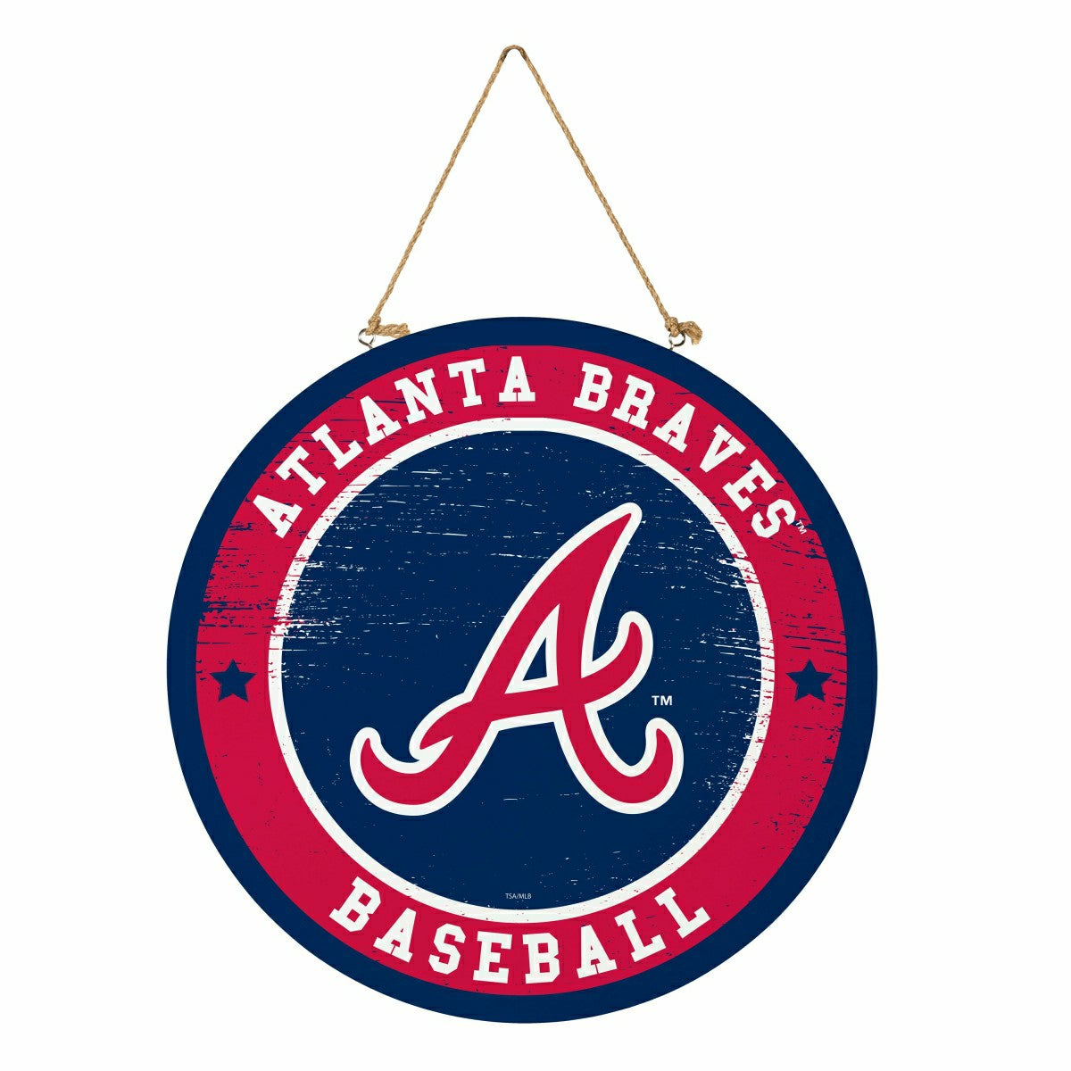 Atlanta Braves Round Door Décor with Hanging Rope, 18x18 - MLB Home