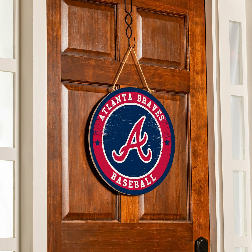 Atlanta Braves Round Door Décor with Hanging Rope, 18x18 - MLB Home