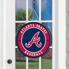 Atlanta Braves Round Door Décor with Hanging Rope, 18x18 - MLB Home