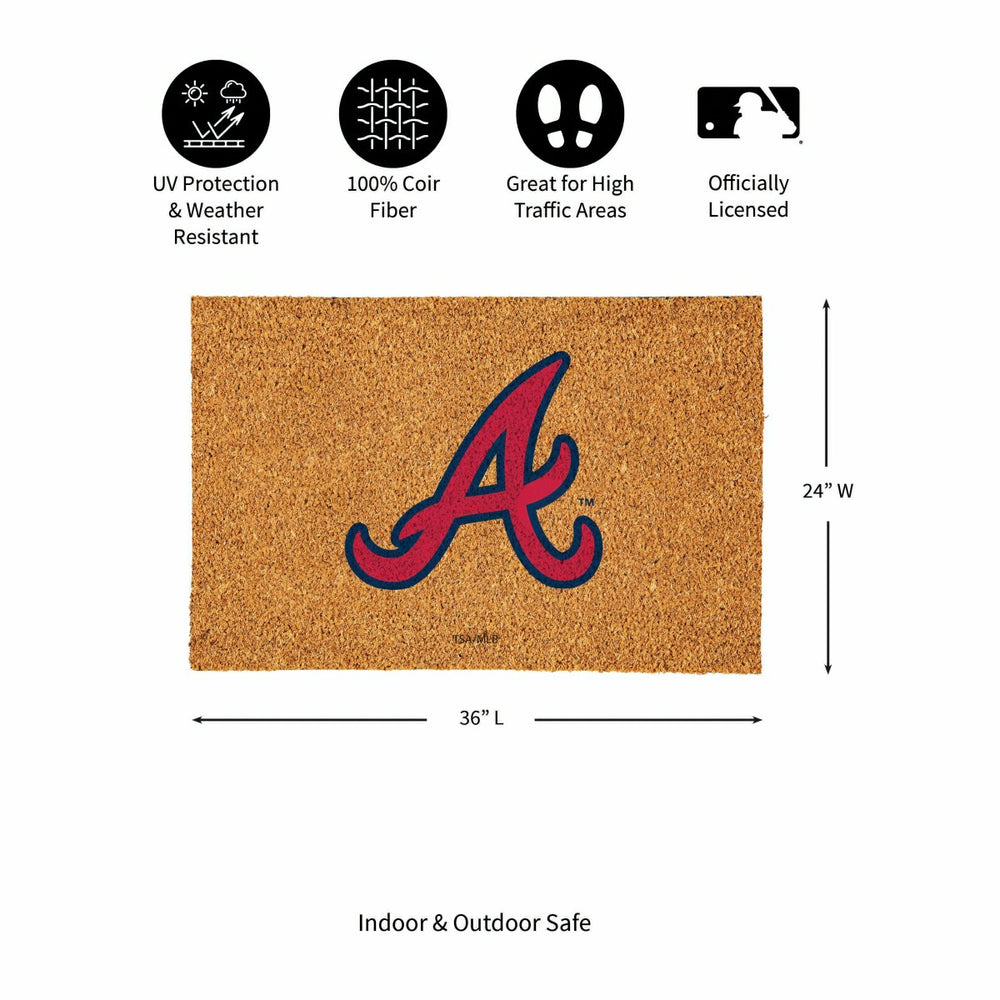 Atlanta Braves Large Full Color Coir Mat, 36"x24" - MLB
