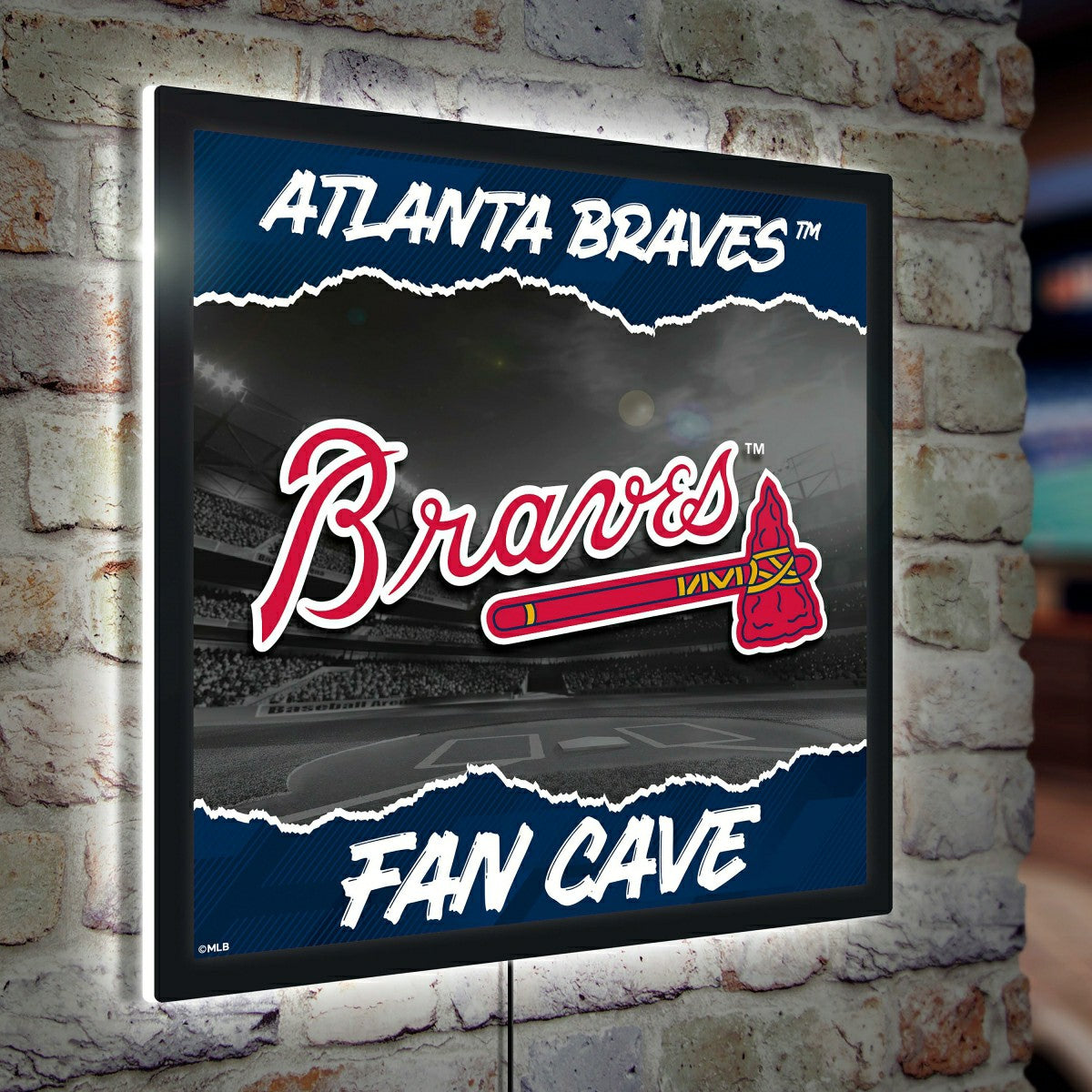 Atlanta Braves 23"H x 23"L LED Wall Decor, Edgelite, Square - MLB Home