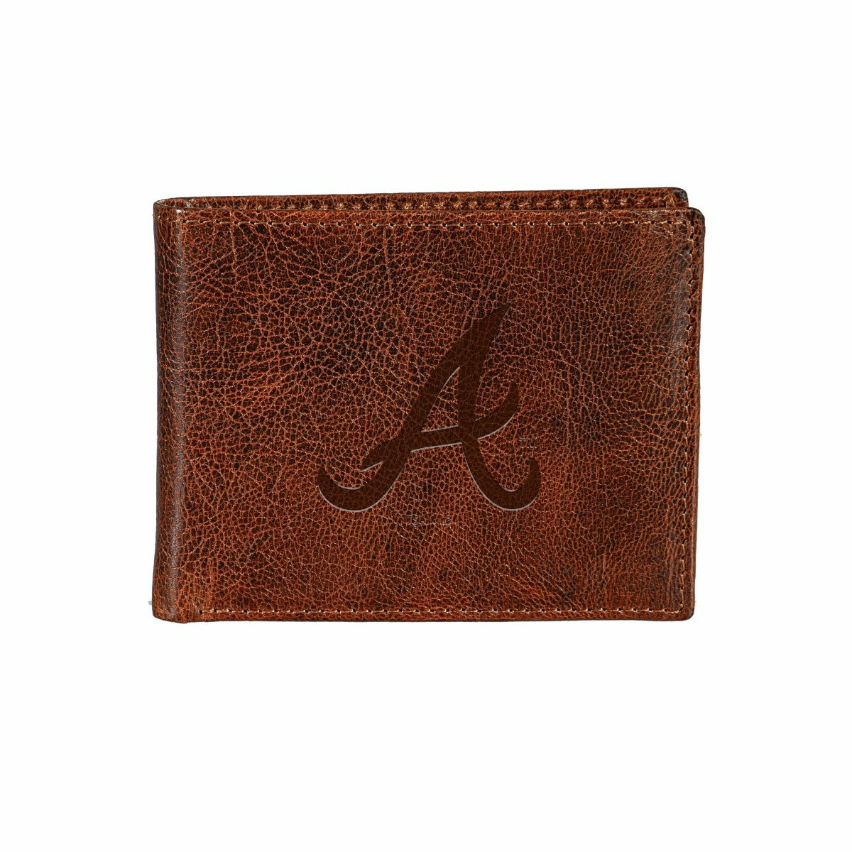 Atlanta Braves, Embossed 100% Genuine Tumbled Leather Passcase Bi-Fold - MLB Home