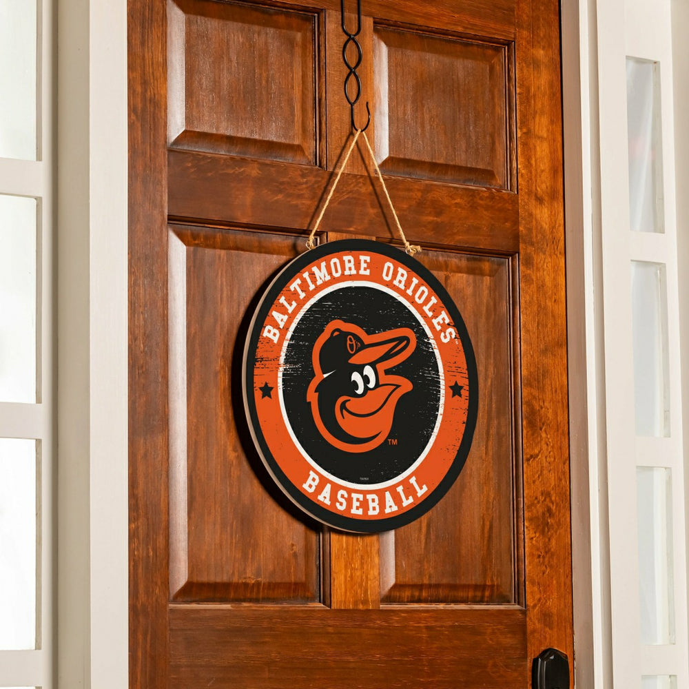 Baltimore Orioles Round Door Décor with Hanging Rope, 18x18 - MLB Home