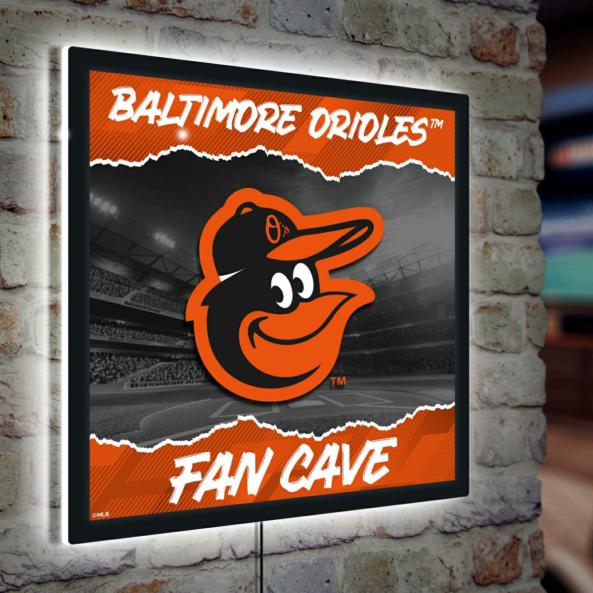 Baltimore Orioles 23"H x 23"L LED Wall Decor, Edgelite, Square - MLB Home