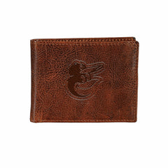 Baltimore Orioles, Embossed 100% Genuine Tumbled Leather Passcase Bi-F - MLB Home