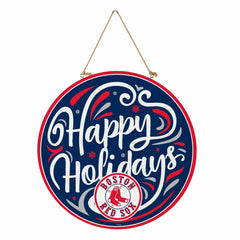 Boston Red Sox Holiday Round Door Décor with Hanging Rope, 18x18 - MLB Home
