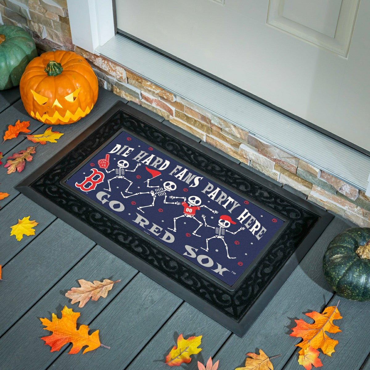 Boston Red Sox Flocked Coir Halloween Sassafras Switch Mat, 22"x10" - MLB