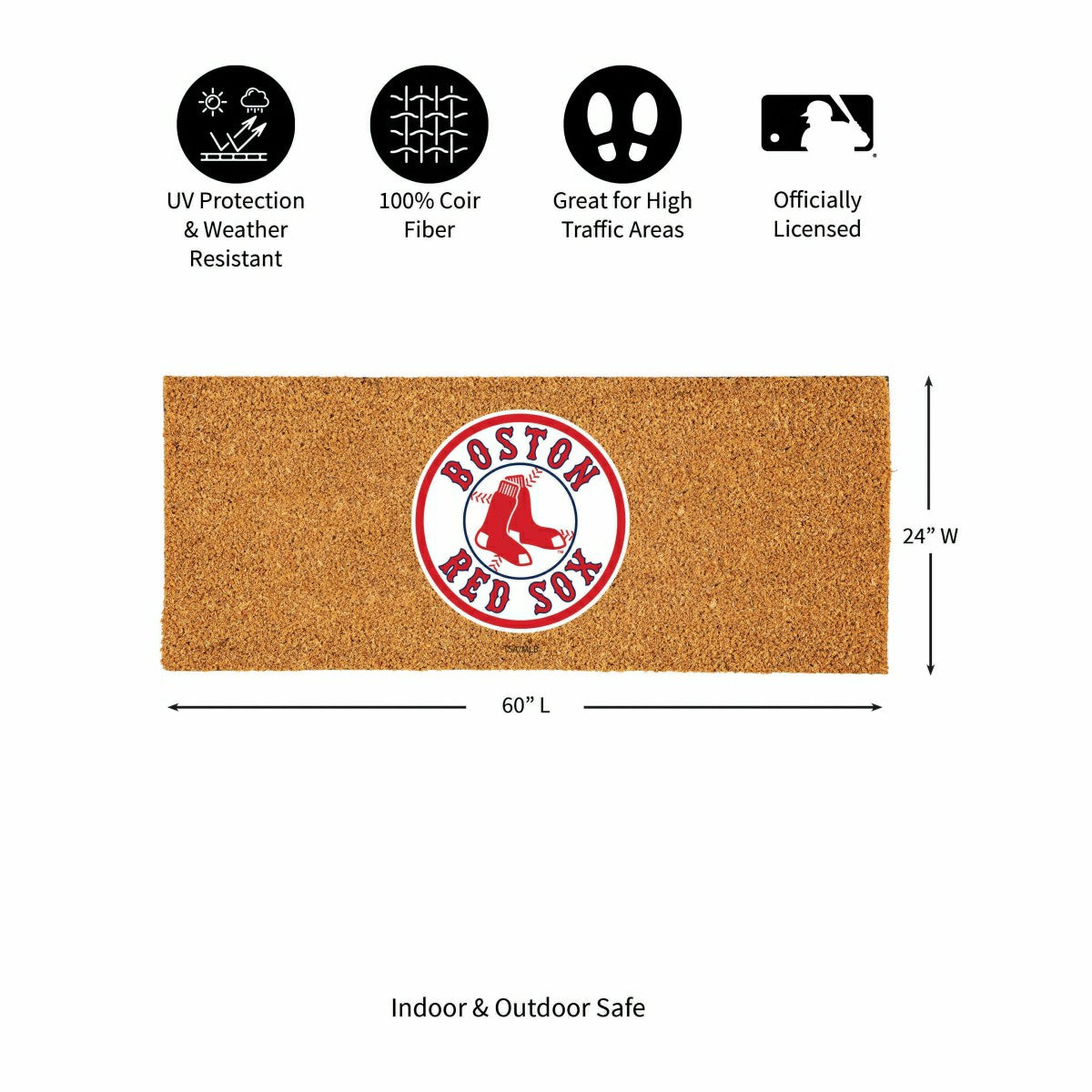 Boston Red Sox Extra Large Full Color Coir Mat, 60"x24" - MLB