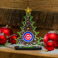Chicago Cubs Baseball Holiday Tree Desklite LED Decor - MLB Home