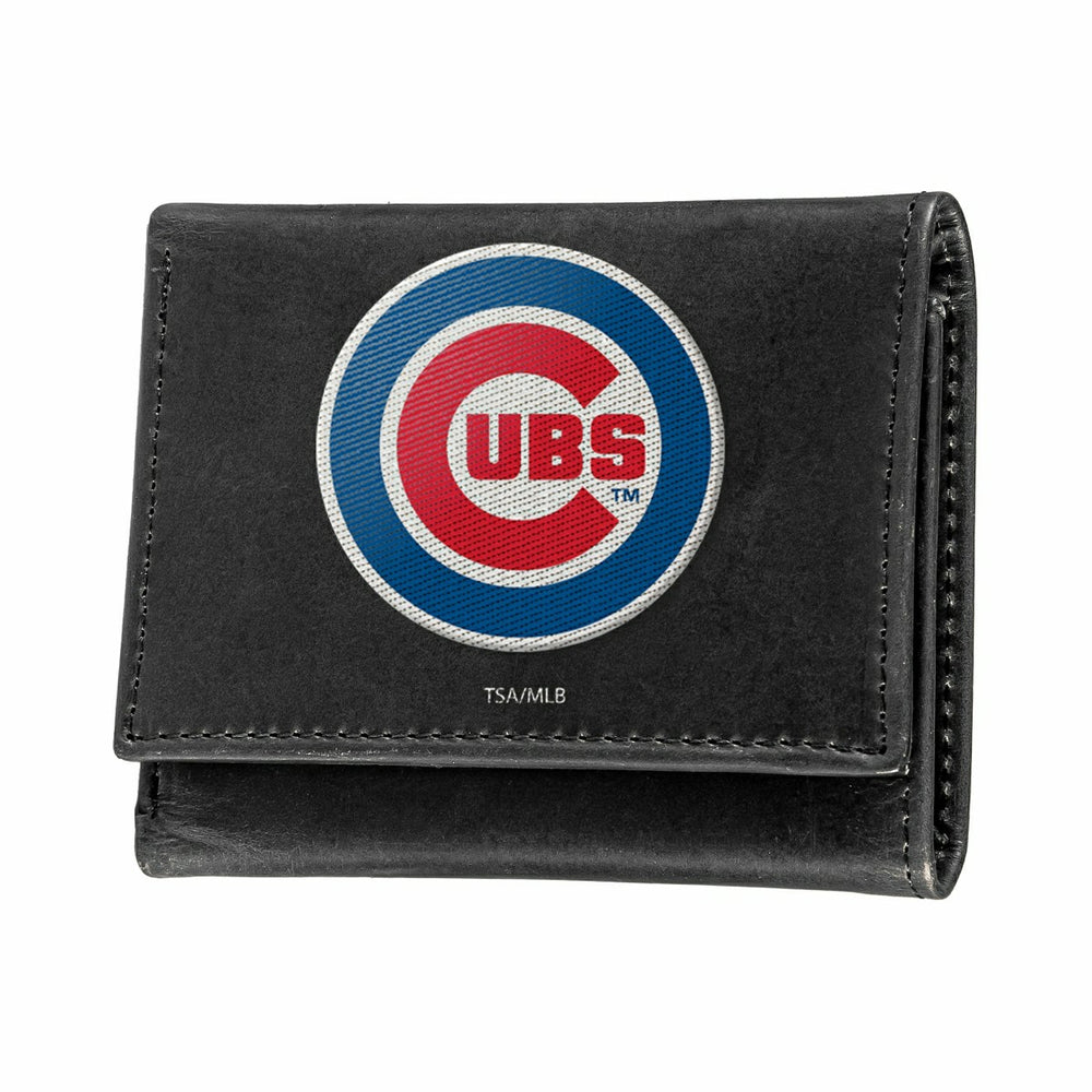 Chicago Cubs Black Tri-Fold Embroidered Wallet - MLB Home
