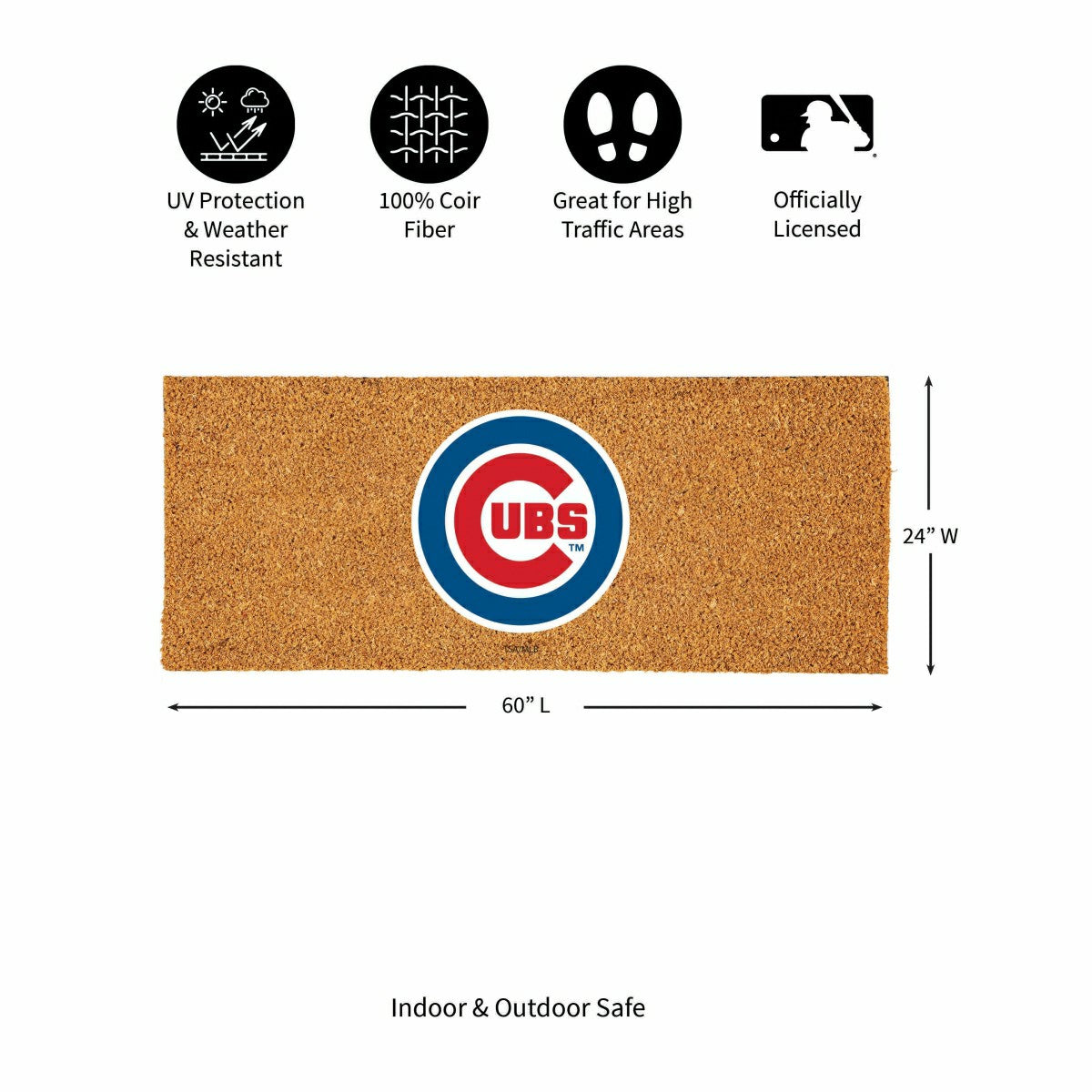 Chicago Cubs Extra Large Full Color Coir Mat, 60"x24" - MLB