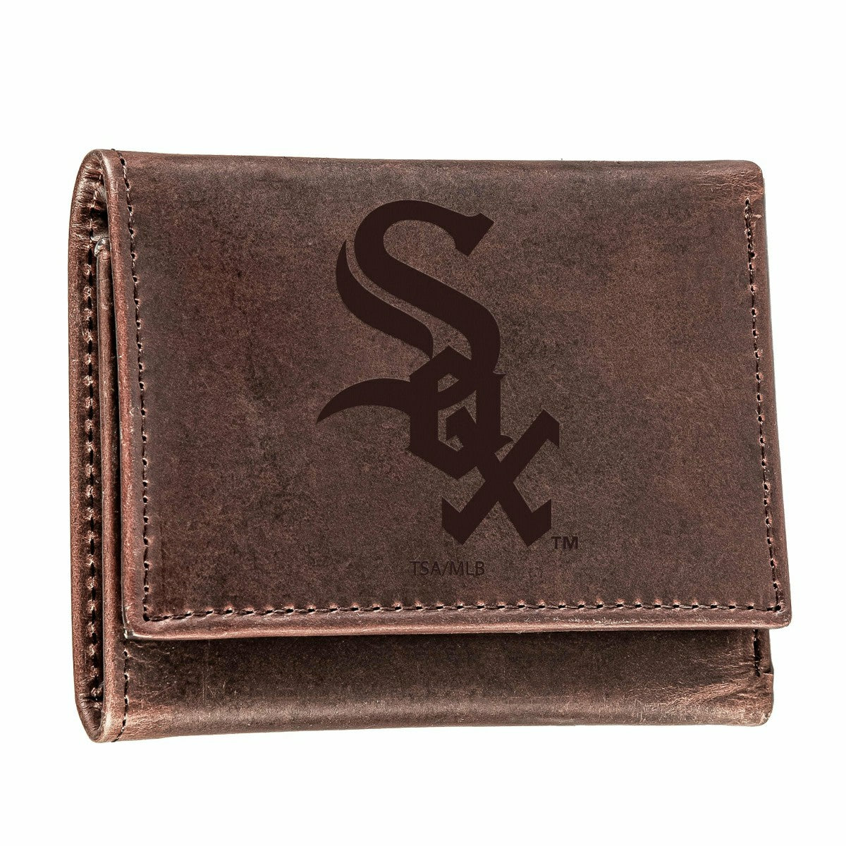 Chicago White Sox Tri-Fold Wallet Brown 100% Genuine Leather - MLB Home