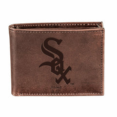 Chicago White Sox Bi-Fold Wallet Brown 100% Genuine Leather - MLB Home