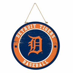 Detroit Tigers Round Door Décor with Hanging Rope, 18x18 - MLB Home