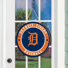 Detroit Tigers Round Door Décor with Hanging Rope, 18x18 - MLB Home