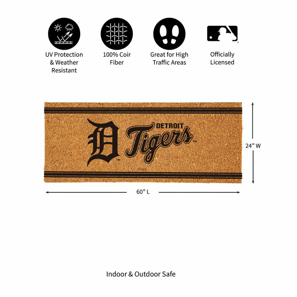 Detroit Tigers Extra Large One Color Coir Mat, 60"x24" - MLB