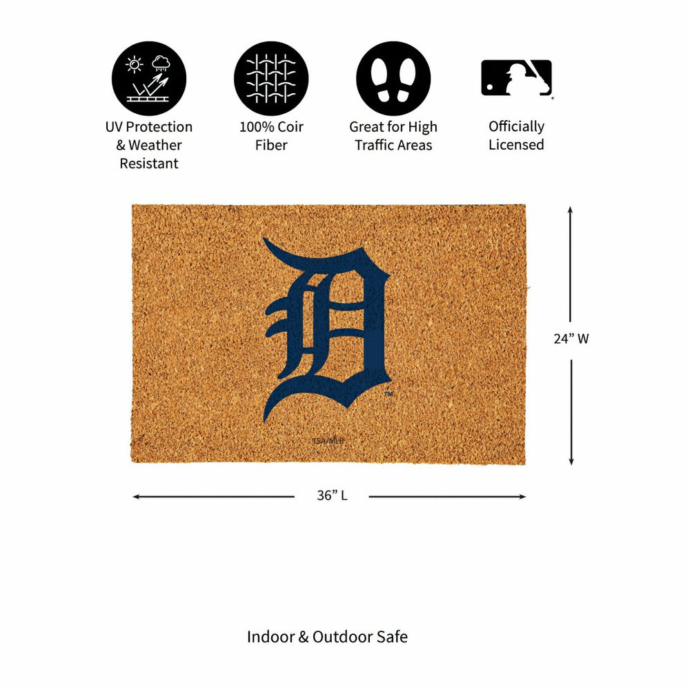 Detroit Tigers Large Full Color Coir Mat, 36"x24" - MLB