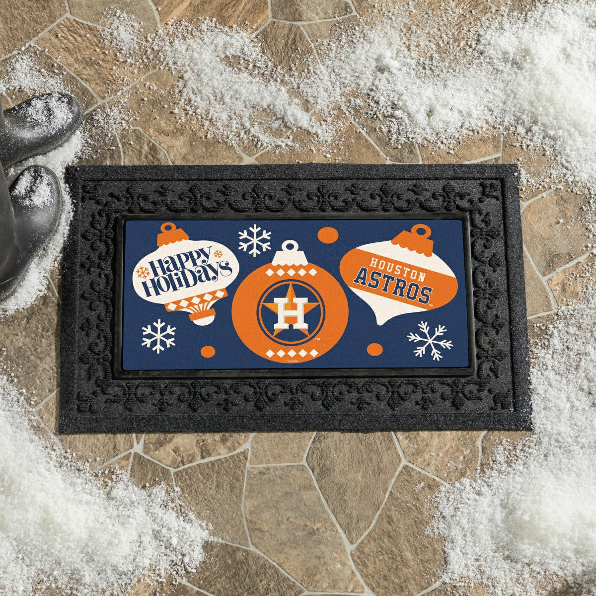 Houston Astros Holiday Flocked Coir Sassafras Switch Mat, 22"x10" - MLB