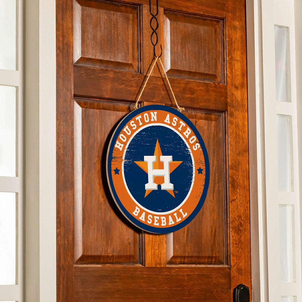 Houston Astros Round Door Décor with Hanging Rope, 18x18 - MLB Home